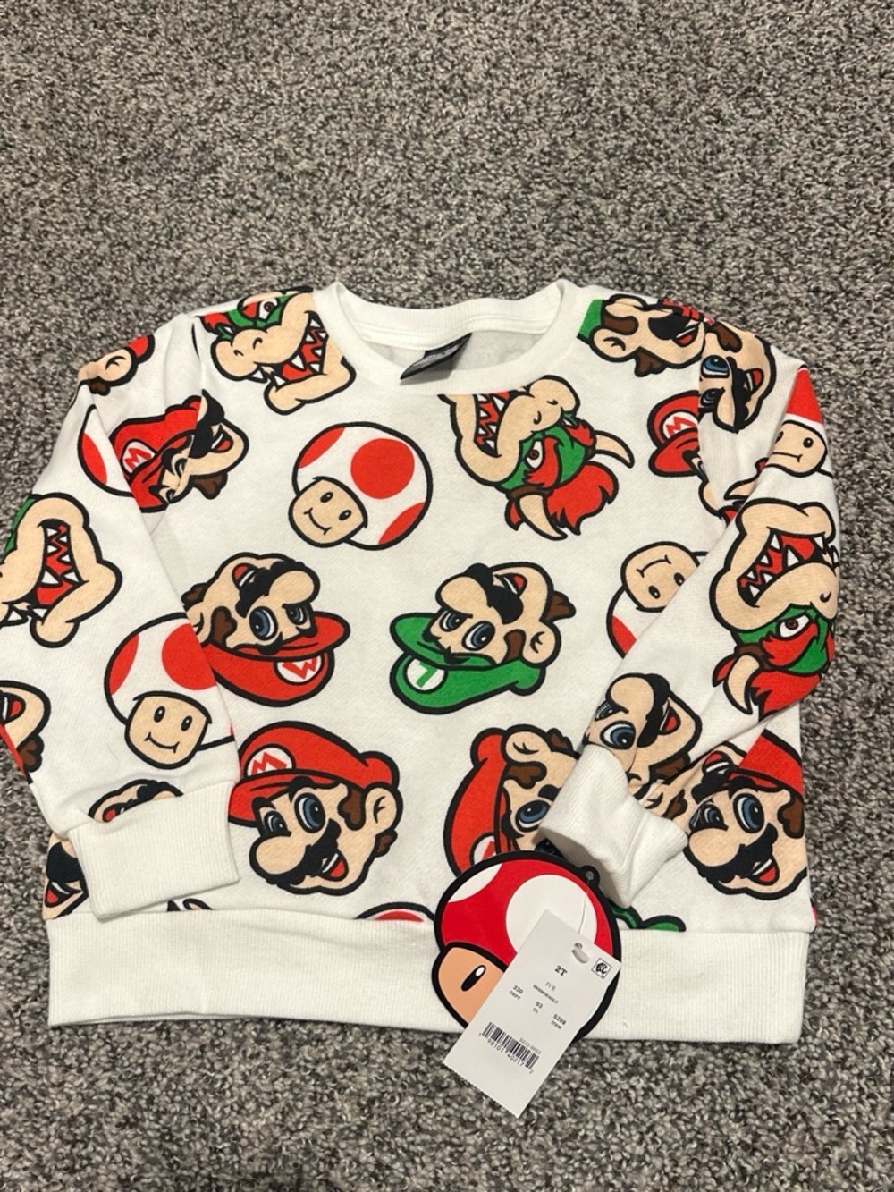 Kids White Super Mario Character Sweatshirt